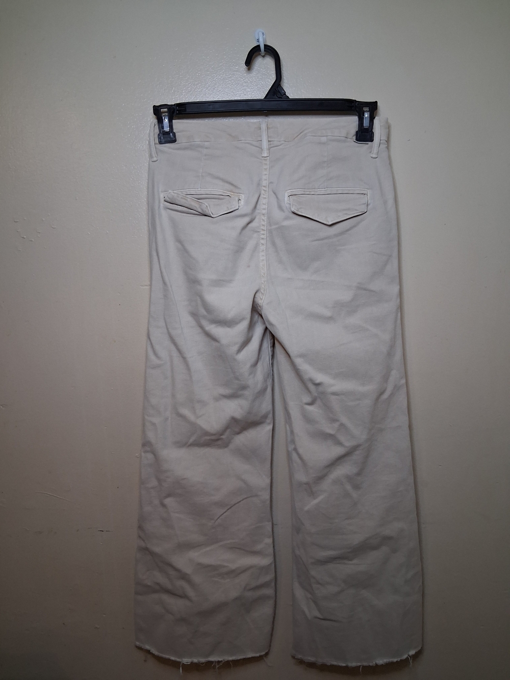 MOTHER Beige Wide-Leg Cotton Chinos
